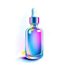 Colorful iridescent glass dropper bottle, vibrant hues