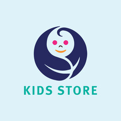 kids playing fashion store logo design vector