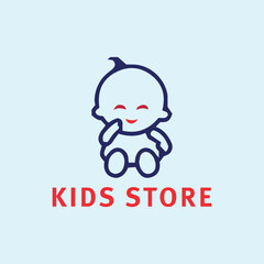 kids playing fashion store logo design vector