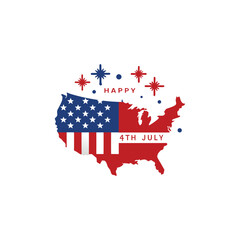 Happy 4th of July vector with white background