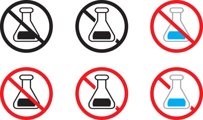  Chemical-Free and Toxic Hazard Warning Sign Set – Vector Safety Icons in Bold and Color Stroke.