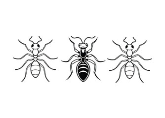 Vector set of black insect silhouettes includes butterfly, bee, ant, and beetle icons