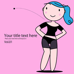 可愛い女性のボデイケアやフィットネス・美容のベクター画像