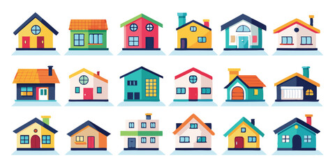 Naklejka premium Door House Icon, House with Lawn, Roof Tiles Design, Soft-Tone Home Illustration, Cottage with Flowers, Suburban House Idea