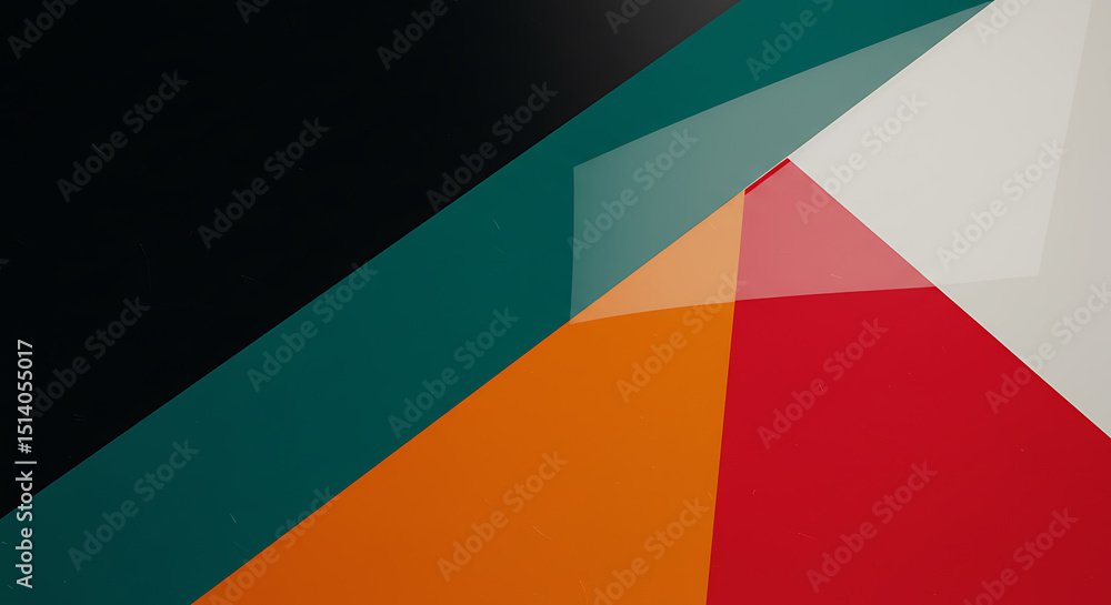 Poster abstract geometric shapes in vibrant colors create a dynamic visual composition.