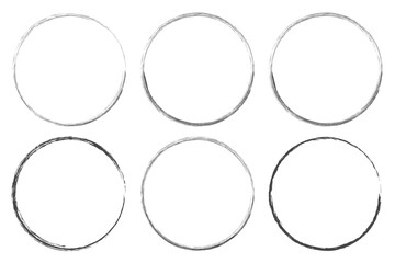 Grunge circle brush. Hand drawn circle doddle line sketch set. Vector illustrator