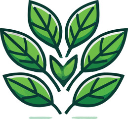Vibrant green leaves arranged in a circular pattern for natural and eco-friendly concepts