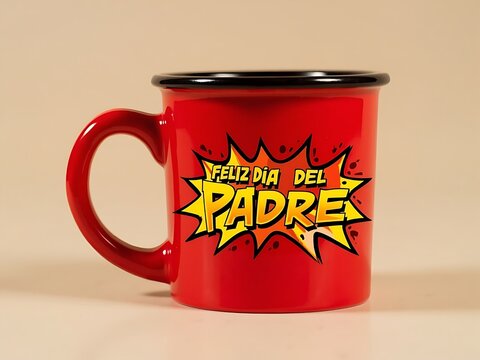 Red mug with feliz dia del padre design perfect for celebrating father's day a festive holiday gift