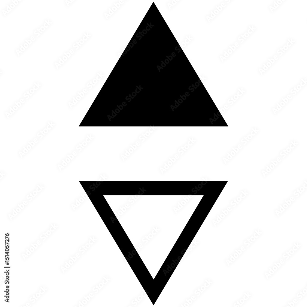 Poster a graphic featuring a solid black triangle pointing up and an outlined triangle pointing down aligne