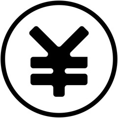 Black yen symbol inside of a white circle with a black border displayed in a centered composition