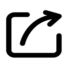 Illustration of an external link icon featuring an arrow exiting a square shape in a simple black line