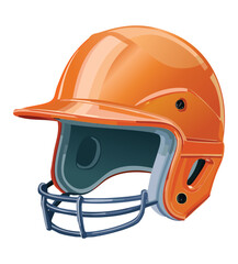 Fototapeta premium Orange Baseball Helmet with Face Guard