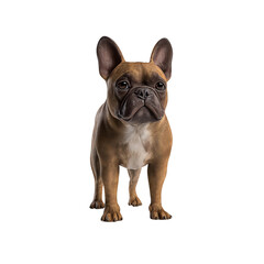 Fototapeta premium A charming French bulldog looking at the viewer, a portrait captured. This image presents a close-up view of a French bulldog, showcasing its distinctive features