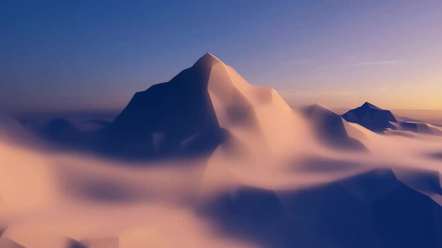 Abstract Geometric Mountains at Sunset Drone Aerial