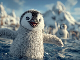 Wesołe pingwiny na biegunie polarnym