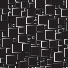 Seamless abstract pattern of squares. 3D Patterns in the form of white squares on a black background. Vector regular texture, for the design of your textures, prints on fabrics and packages 