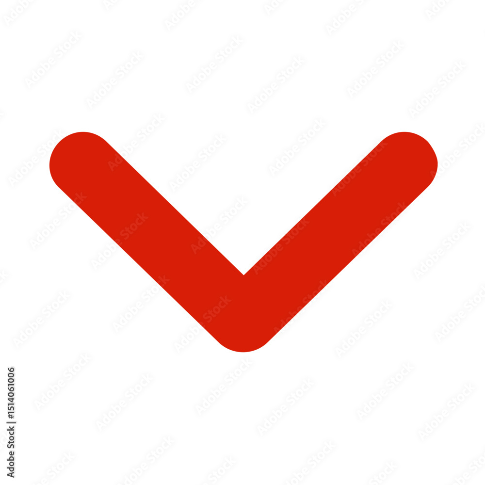Poster a downward pointing arrow with rounded edges in red color on a white background is displayed here