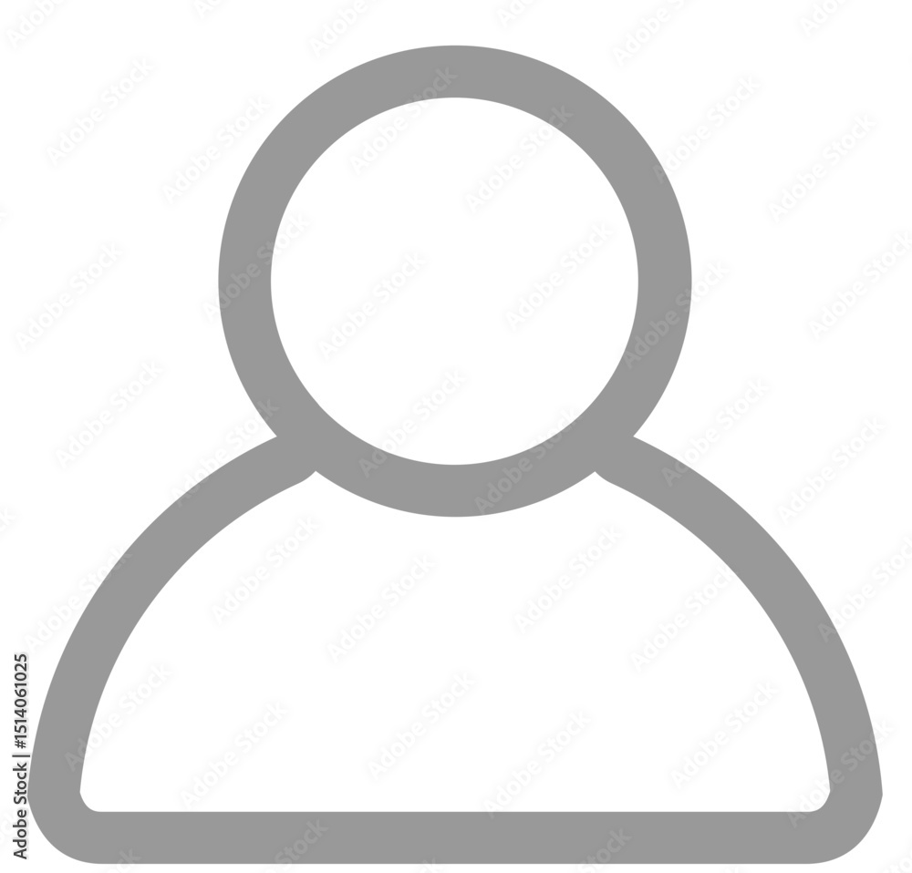 Aufkleber simple gray user icon with a round head and shoulders outlined in light gray on a white background