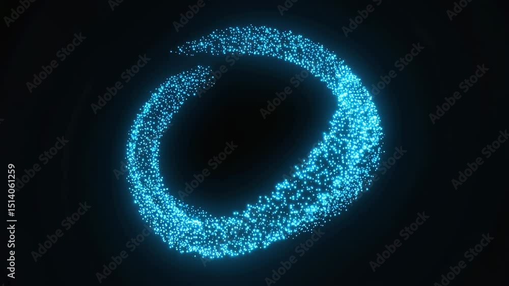 Poster glowing circle particle animation on black background