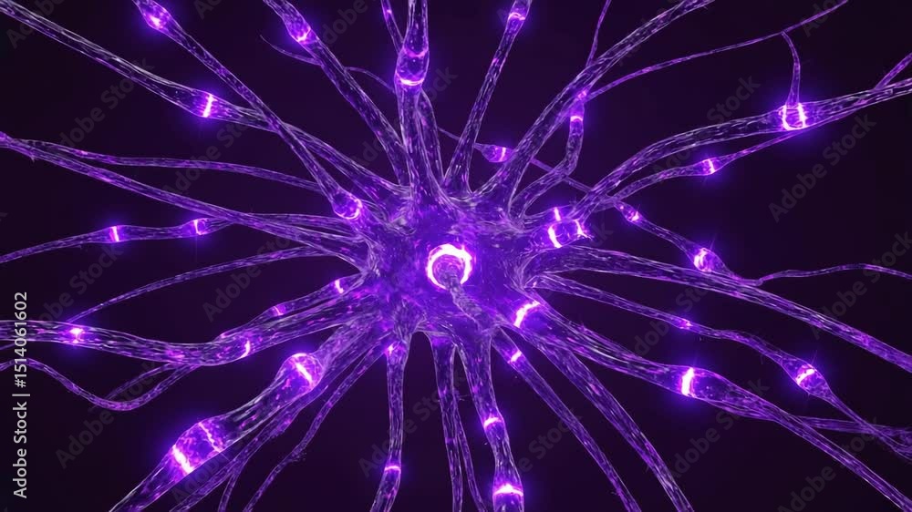 Poster purple neuron connection visual abstract network