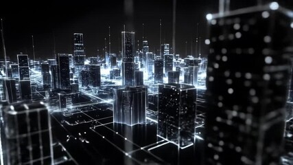 Futuristic Night Cityscape Aerial View - Powered by Adobe