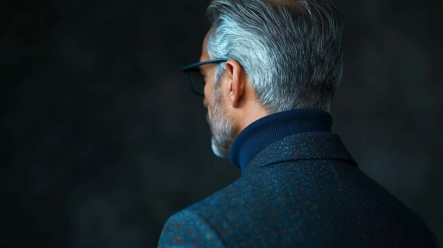 Elegant Senior Man Portrait with Glasses and Gray Hair