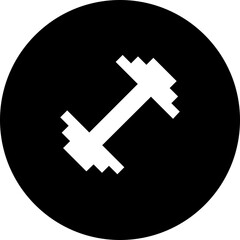 Fototapeta premium White dumbbell icon centered inside a black circle suggesting fitness and exercise equipment symbol design