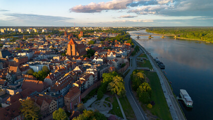 Toruń city view from a bird's eye view, Poland.
