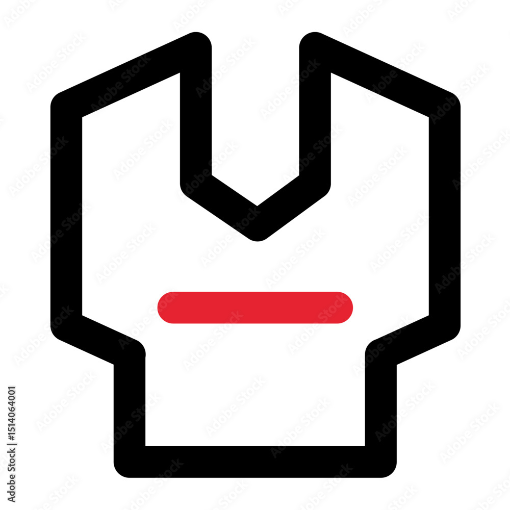 Poster illustration of a geometric shape with a red horizontal line in the center on a white background