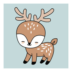 Smiling Cute Cartoon Baby Deer