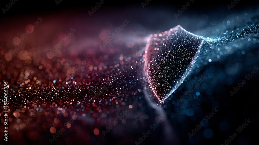 Poster abstract glittering wave a dynamic blend of red and blue sparkles for creative projects