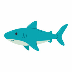 Naklejka premium Simple blue shark illustration with curved fins and clean outline, ideal for ocean-themed educational visuals