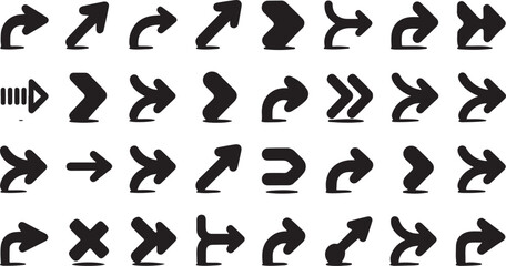 Three dimensional arrow icon sign set for design projects and presentations