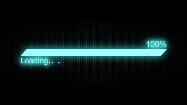 Digital Glow Loading Bar Animated, Futuristic Waiting Animation for Interfaces