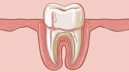 Minimalist vector illustration of a tooth with a focus on simplicity and elegance