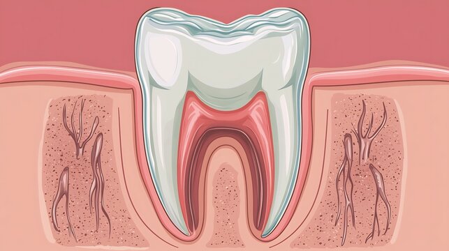 Minimalist vector illustration of a tooth with a focus on simplicity and elegance