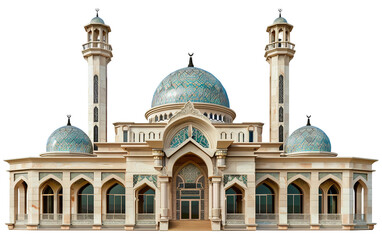 Architectural Beauty of a Mosque Highlighting the Domed Prayer Space Isolated on Transparent Background