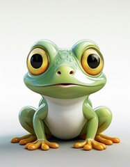 Ein winziges 3D-Froschbaby mit kugeligem Körper - obrazy, fototapety, plakaty