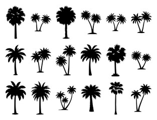 Palm tree and tropical tree silhouettes EPS Vector Set Silhouette File for travel and vacation themed art