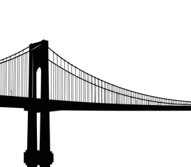 Famous Verrazzano-Narrows Bridge New York Vector Outline with White Background

