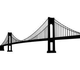 NYC’s Verrazzano-Narrows Bridge in Simple Vector Silhouette Style on White

