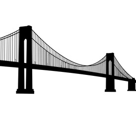 Fototapeta premium Black Vector Silhouette of Verrazzano-Narrows Bridge, NYC, on White Background
