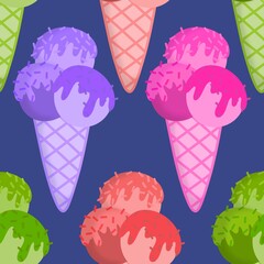 Summer cute food seamless ice cream pattern for wrapping paper and fabrics