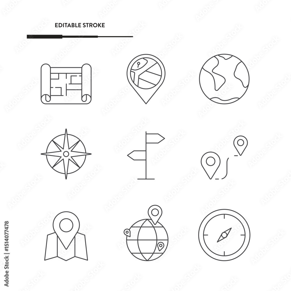 Poster navigation icon set vector design.