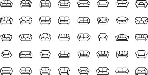 High quality sofa illustrations collection featuring diverse styles and colors for design projects