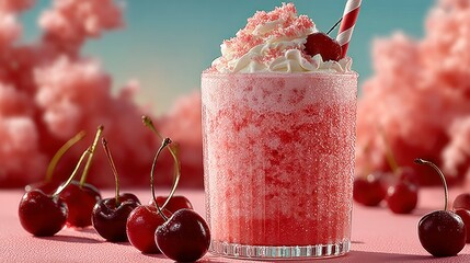 Refreshing Cherry Soda with Whipped Cream and Sprinkles Perfect for Summer Drinks Desserts a