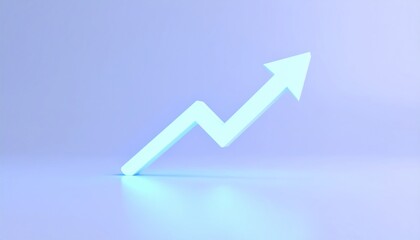 3D Minimalist Light Blue Upward Arrow on Light Background