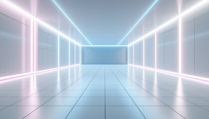 Fototapeta premium Abstract Cyberpunk Corridor with Electric Blue and Pink Neon Lights