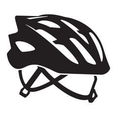 Bicycle Helmet Vector Illustration in Black and White Minimalist Style Silhouette, Bicycle Helmet Icon