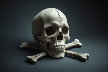 Skull and crossbones on dark background